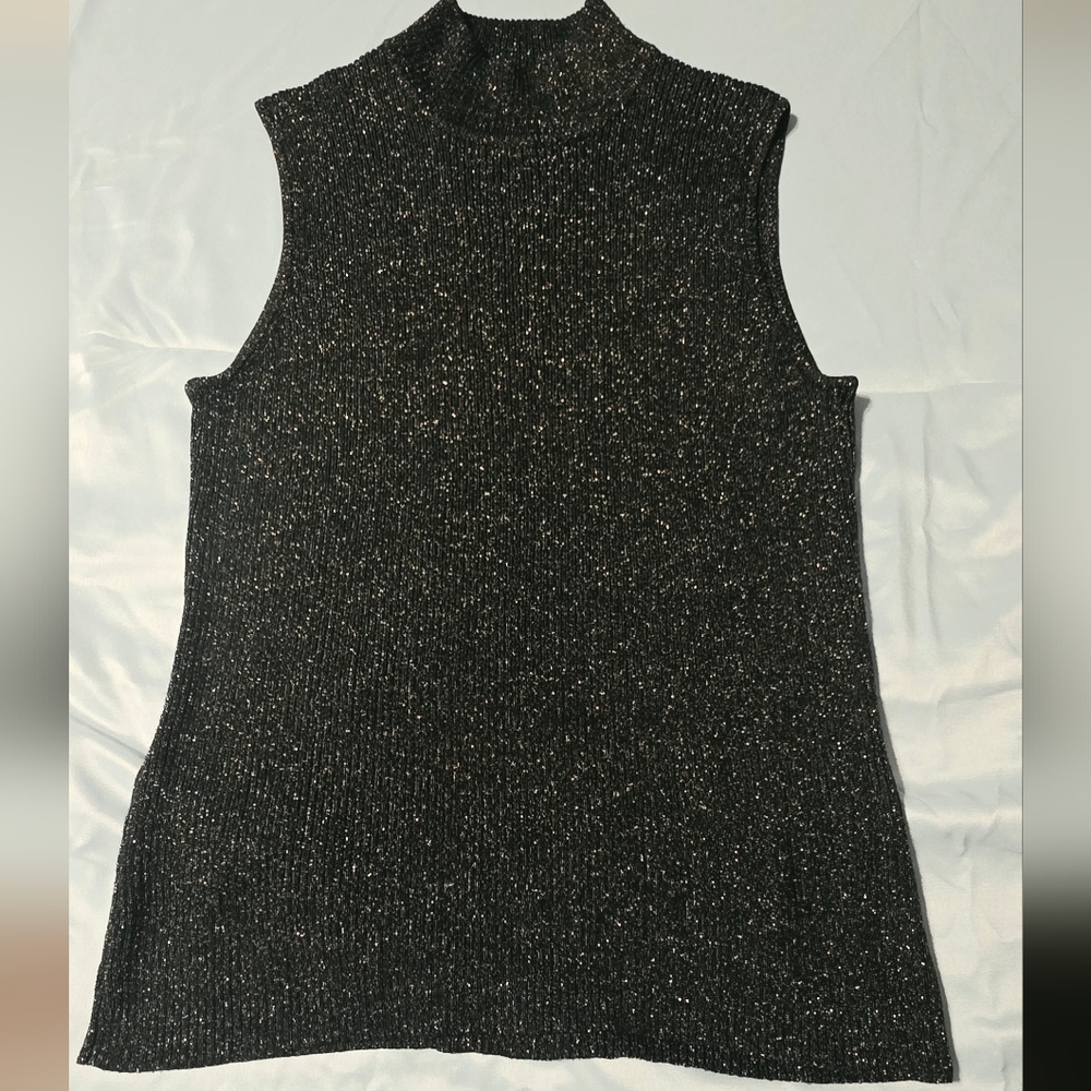 212 Collection Black Metallic Ribbed Sweater